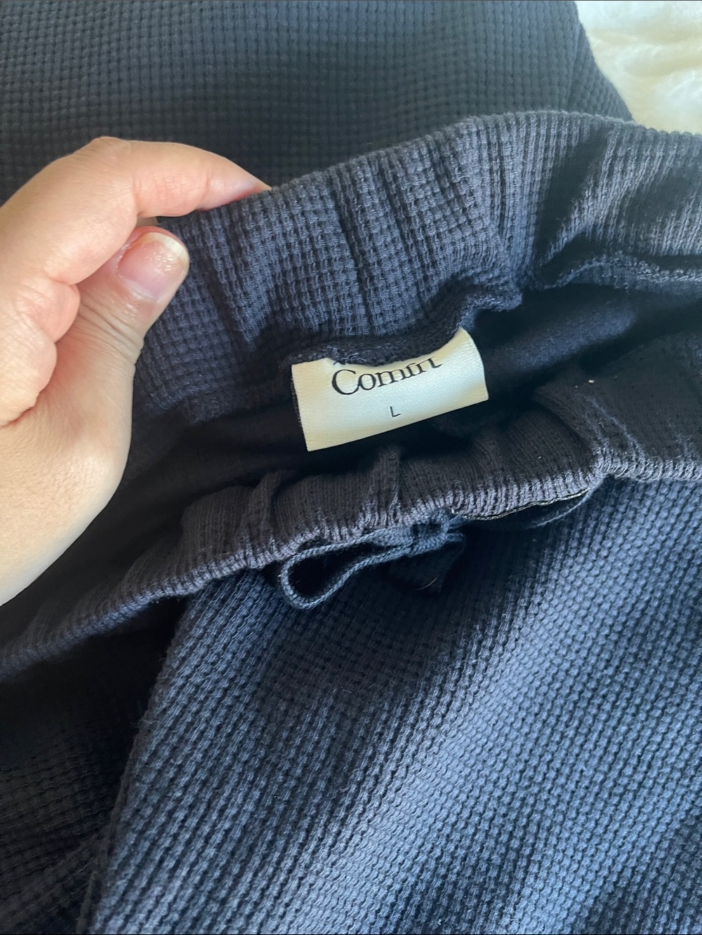 NWT- Navy Waffle-Knit Jogger Set — Relaxed Crewneck & Drawstring Pants - Picture 5 of 10